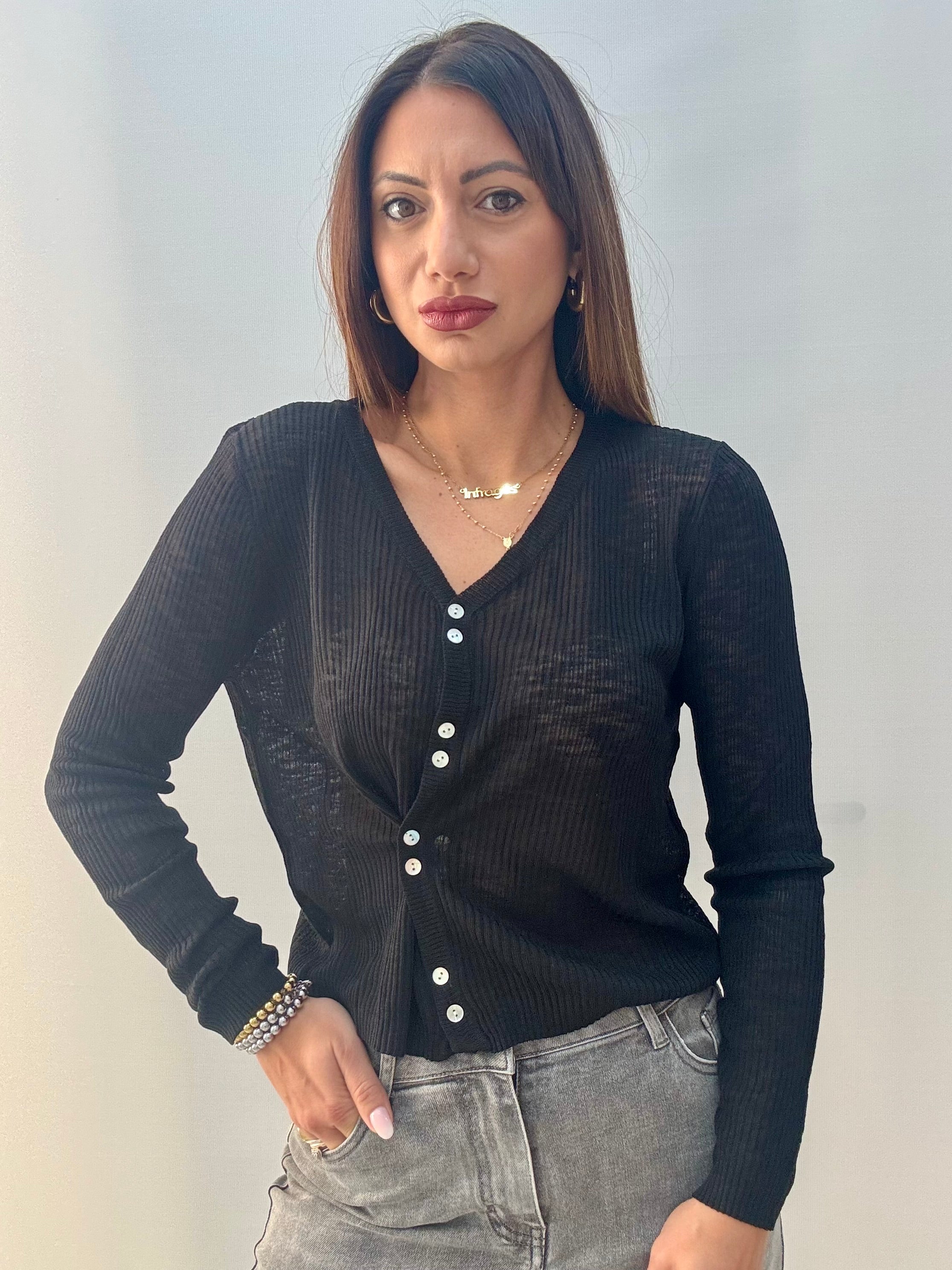 Cardigan Asimmetric Nero